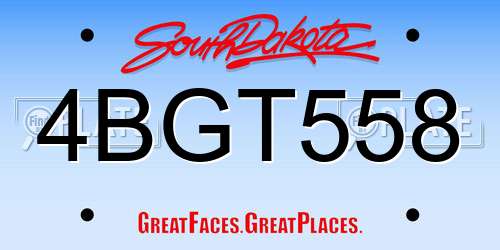 4BGT558 South Dakota License Plate