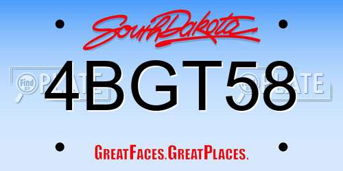 4BGT58 South Dakota License Plate