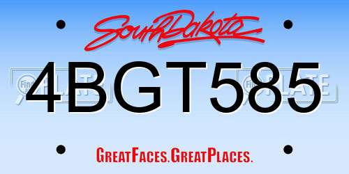 4BGT585 South Dakota License Plate