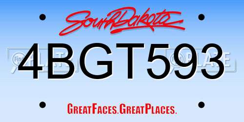 4BGT593 South Dakota License Plate