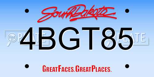 4BGT85 South Dakota License Plate