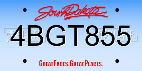 4BGT855 South Dakota License Plate