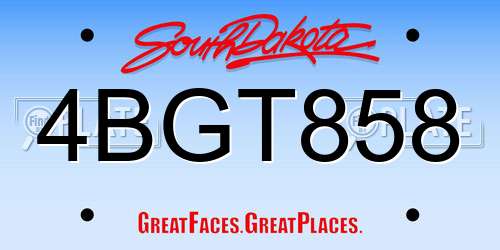 4BGT858 South Dakota License Plate