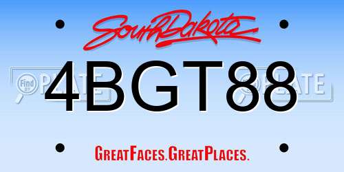 4BGT88 South Dakota License Plate
