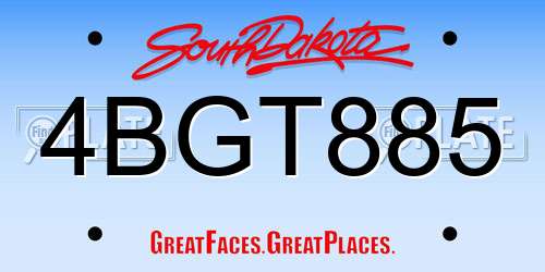4BGT885 South Dakota License Plate