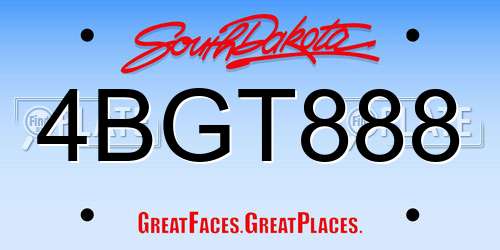 4BGT888 South Dakota License Plate