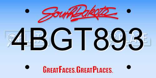 4BGT893 South Dakota License Plate