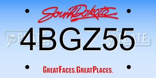 4BGZ55 South Dakota License Plate