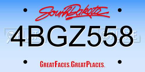4BGZ558 South Dakota License Plate