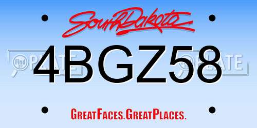 4BGZ58 South Dakota License Plate