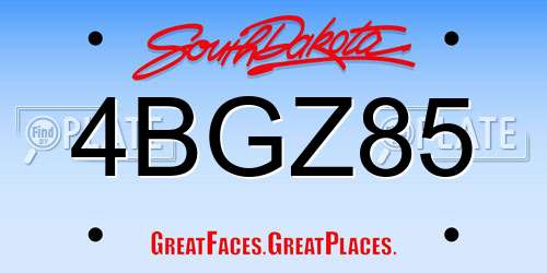 4BGZ85 South Dakota License Plate