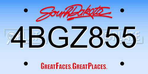 4BGZ855 South Dakota License Plate