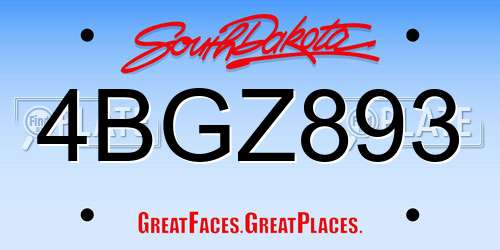 4BGZ893 South Dakota License Plate