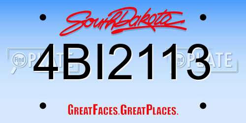 4BI2113 South Dakota License Plate