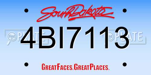 4BI7113 South Dakota License Plate