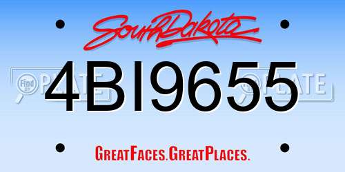 4BI9655 South Dakota License Plate