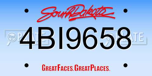 4BI9658 South Dakota License Plate