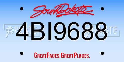 4BI9688 South Dakota License Plate