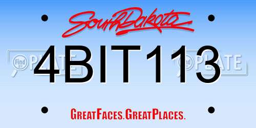4BIT113 South Dakota License Plate