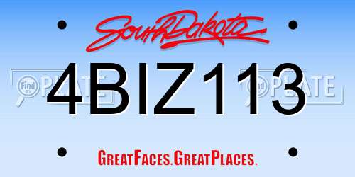 4BIZ113 South Dakota License Plate