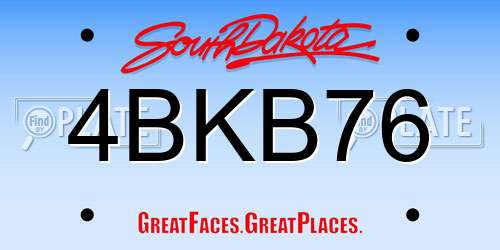 4BKB76 South Dakota License Plate