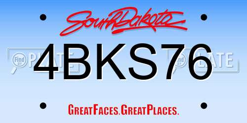 4BKS76 South Dakota License Plate