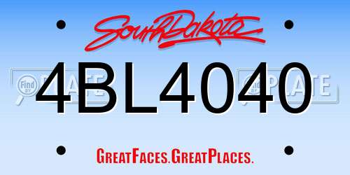 4BL4040 South Dakota License Plate