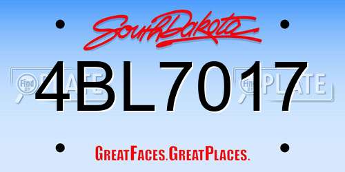 4BL7017 South Dakota License Plate