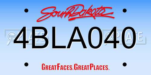 4BLA040 South Dakota License Plate