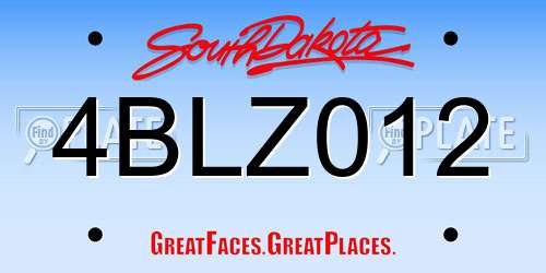 4BLZ012 South Dakota License Plate