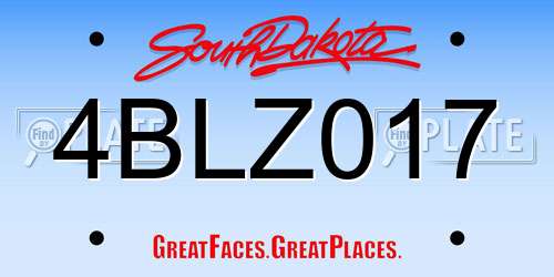 4BLZ017 South Dakota License Plate