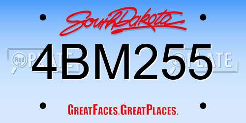 4BM255 South Dakota License Plate