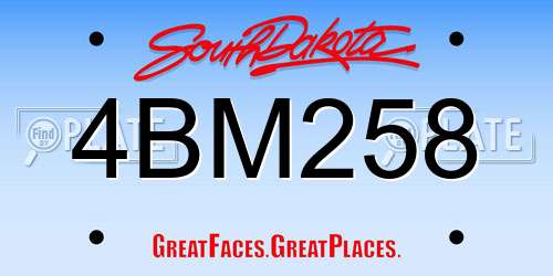 4BM258 South Dakota License Plate