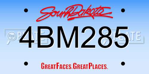 4BM285 South Dakota License Plate