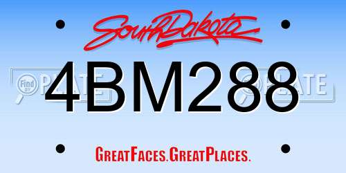 4BM288 South Dakota License Plate