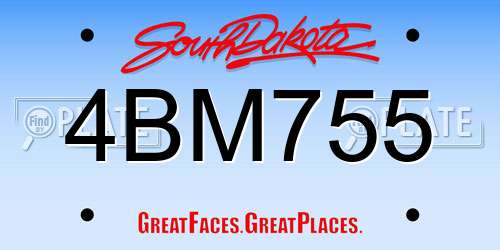4BM755 South Dakota License Plate