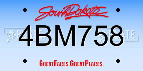 4BM758 South Dakota License Plate
