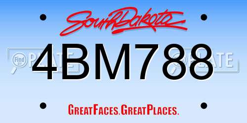 4BM788 South Dakota License Plate