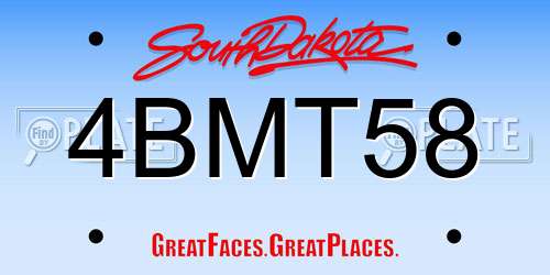 4BMT58 South Dakota License Plate