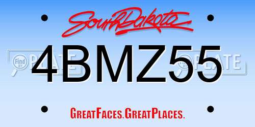 4BMZ55 South Dakota License Plate