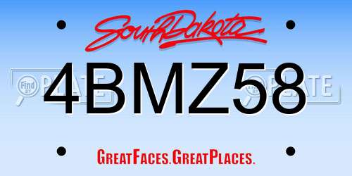 4BMZ58 South Dakota License Plate