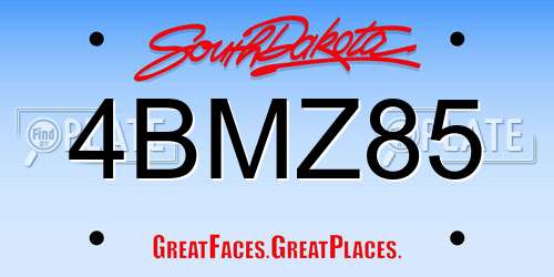 4BMZ85 South Dakota License Plate