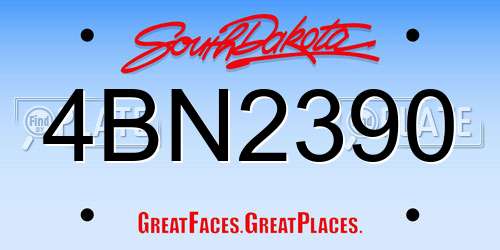 4BN2390 South Dakota License Plate