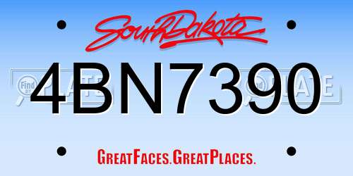 4BN7390 South Dakota License Plate