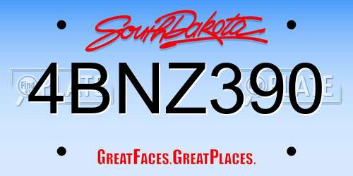 4BNZ390 South Dakota License Plate
