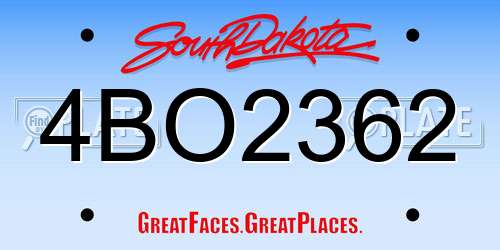 4BO2362 South Dakota License Plate