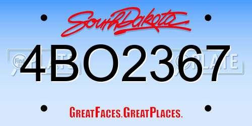4BO2367 South Dakota License Plate
