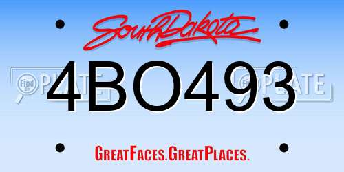 4BO493 South Dakota License Plate