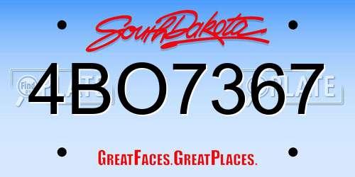 4BO7367 South Dakota License Plate