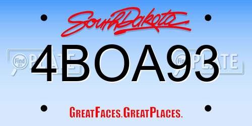4BOA93 South Dakota License Plate